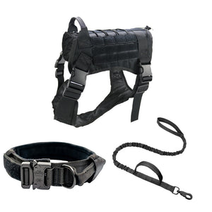 Adjustable Pet Nylon Training Collar Leash Dog Harness Set Heavy Duty Dog Tactical Vest