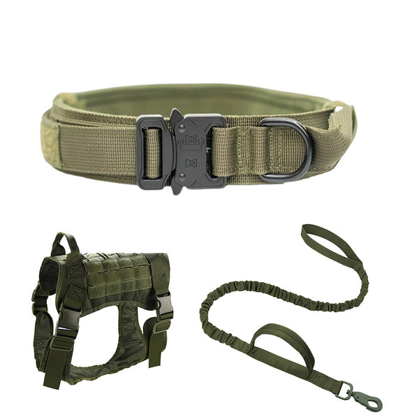 Adjustable Pet Nylon Training Collar Leash Dog Harness Set Heavy Duty Dog Tactical Vest