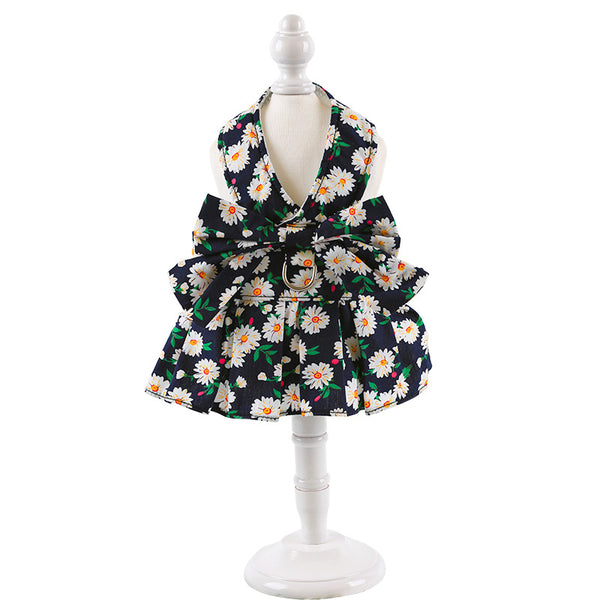 Dog Skirt With Harness And Leash Set Floral Dog Strap Dress