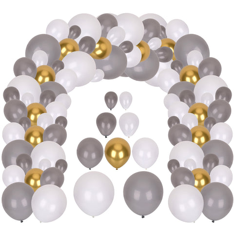 177pc Balloon Arch Kit - Grey & Gold