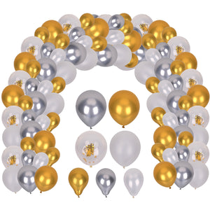 121pc Balloon Arch Kit - Gold, Silver And White