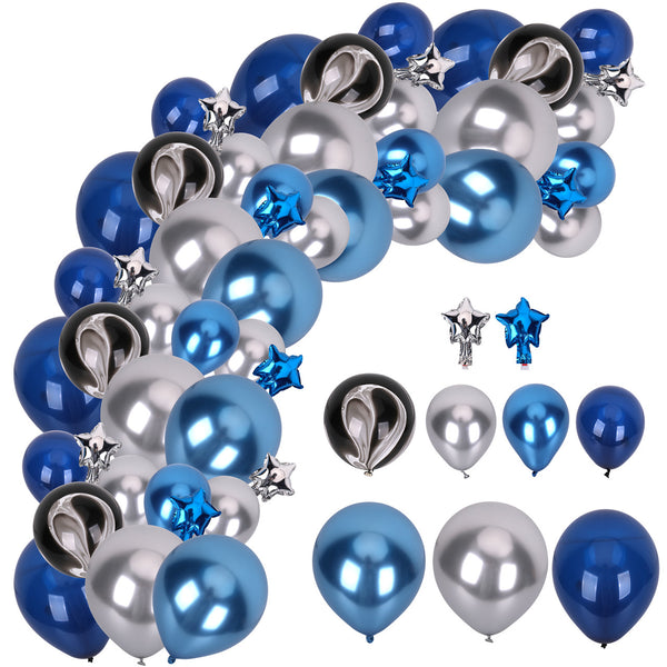 77pc Balloon Arch Kit - Dark Blue, Light Blue And Silver