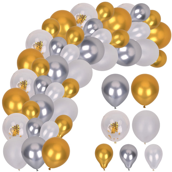 121pc Balloon Arch Kit - Gold, Silver And White