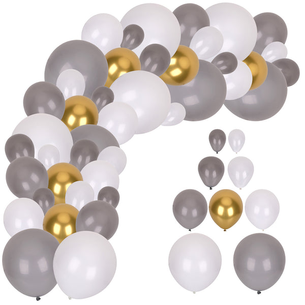 177pc Balloon Arch Kit - Grey & Gold