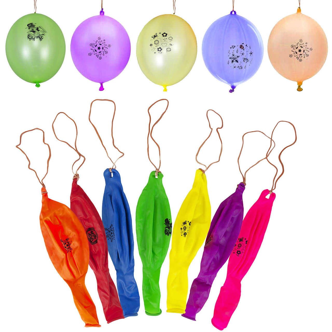 Large Punch Balloons With Elastic Band - Mixed Colours (5pcs)
