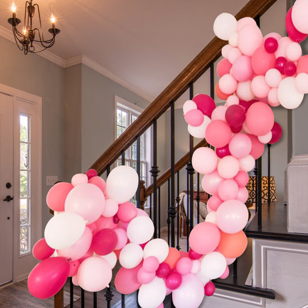 5m Latex Balloon Arch Kit - Rose Pink, Red, Orange, 90pcs