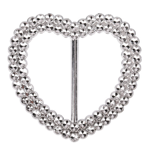 Heart Silver Slider Buckle Chair Bands - 10pcs