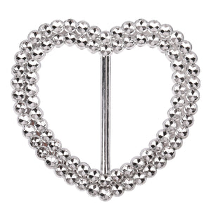 Heart Silver Slider Buckle Chair Bands - 5pcs