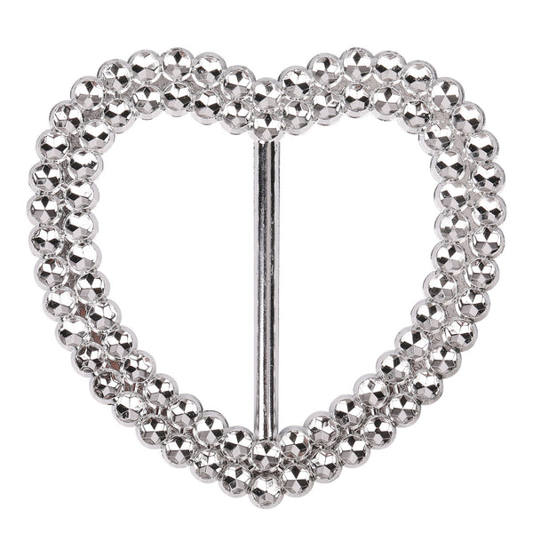 Heart Silver Slider Buckle Chair Bands - 5pcs