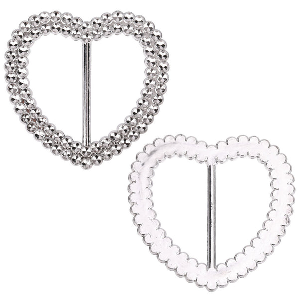 Heart Silver Slider Buckle Chair Bands - 5pcs