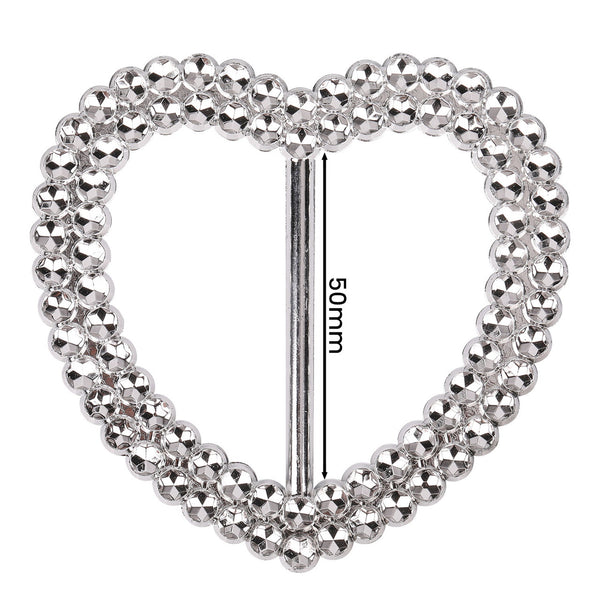 Heart Silver Slider Buckle Chair Bands - 5pcs