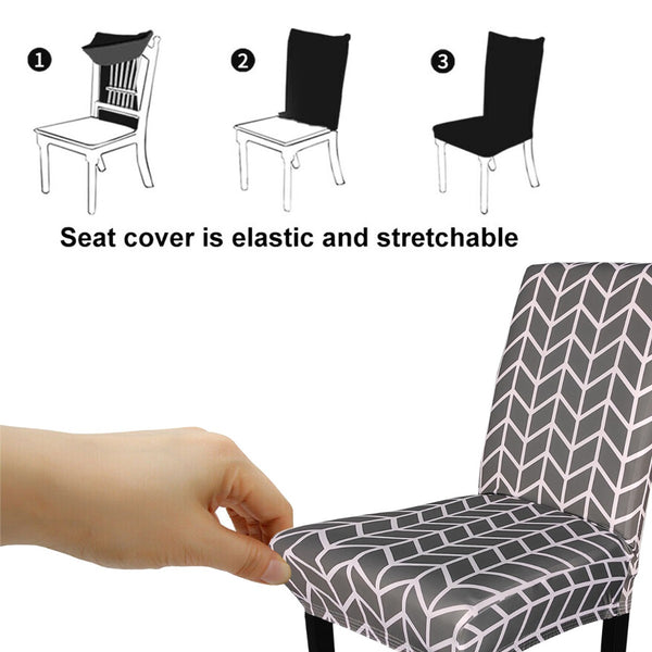 Short Spandex Geometric Patterned Printed Chair Cover(Design 13)