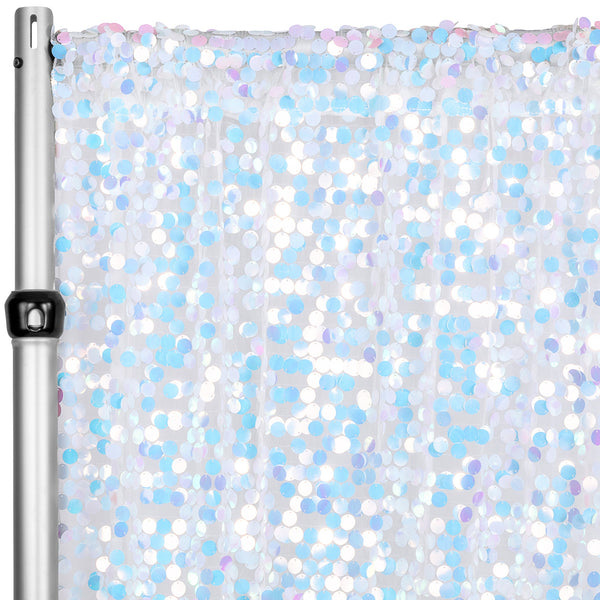 Large Payette Sequin 10ft H x 52" W Drape/Backdrop Panel - Iridescent White