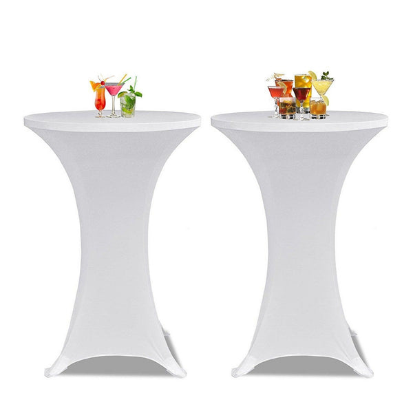 30" x 42" Round Spandex Cocktail Table Cover - White