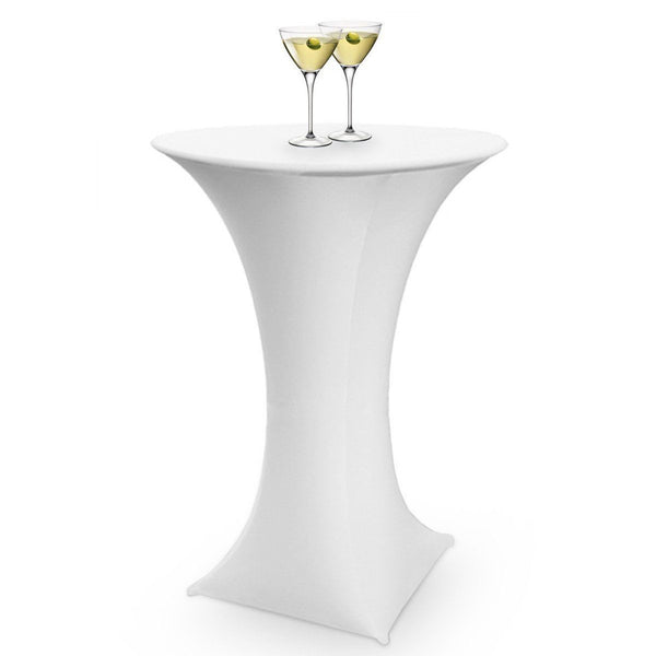 30" x 42" Round Spandex Cocktail Table Cover - White