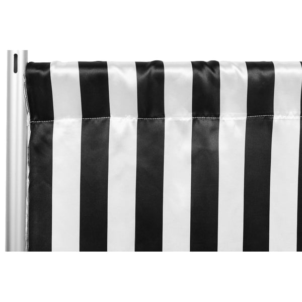 Stripe Satin 10ft H x 58"W Backdrop Panel/Drape - Black & White