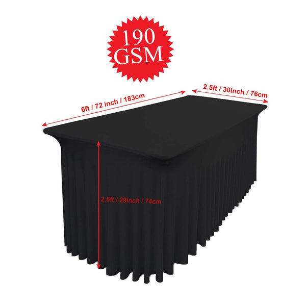 183cm x 74cm Rectangle Spandex Tablecloth With Skirt - Black