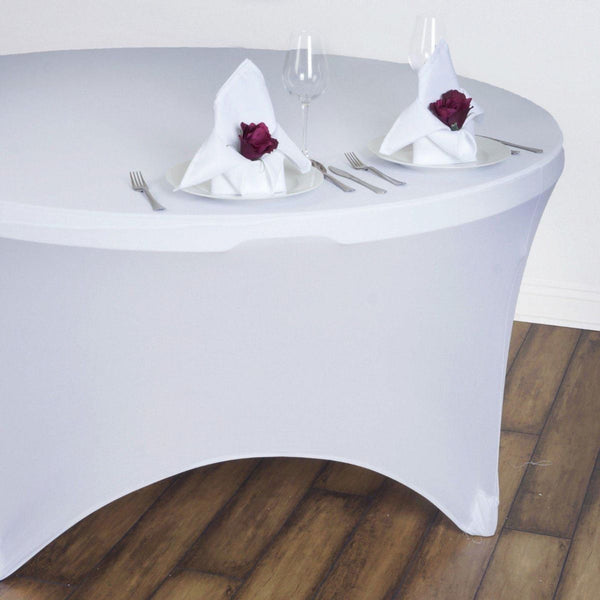 Round Spandex Tablecloth - White