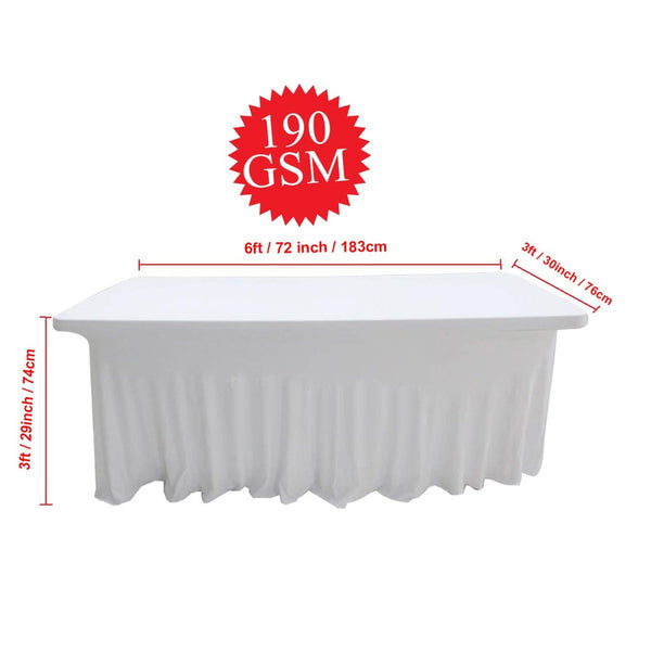 183cm x 74cm Rectangle Spandex Tablecloth With Skirt - White