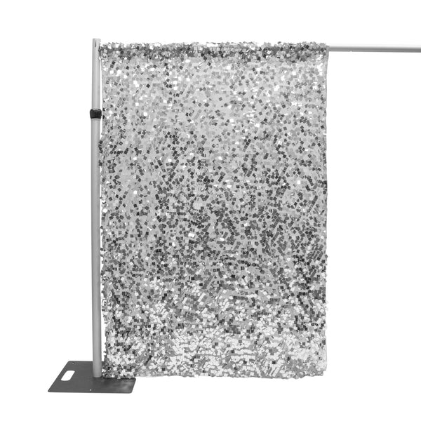 Square Payette Sequin 10ft H x 52" W Drape/Backdrop Panel - Silver