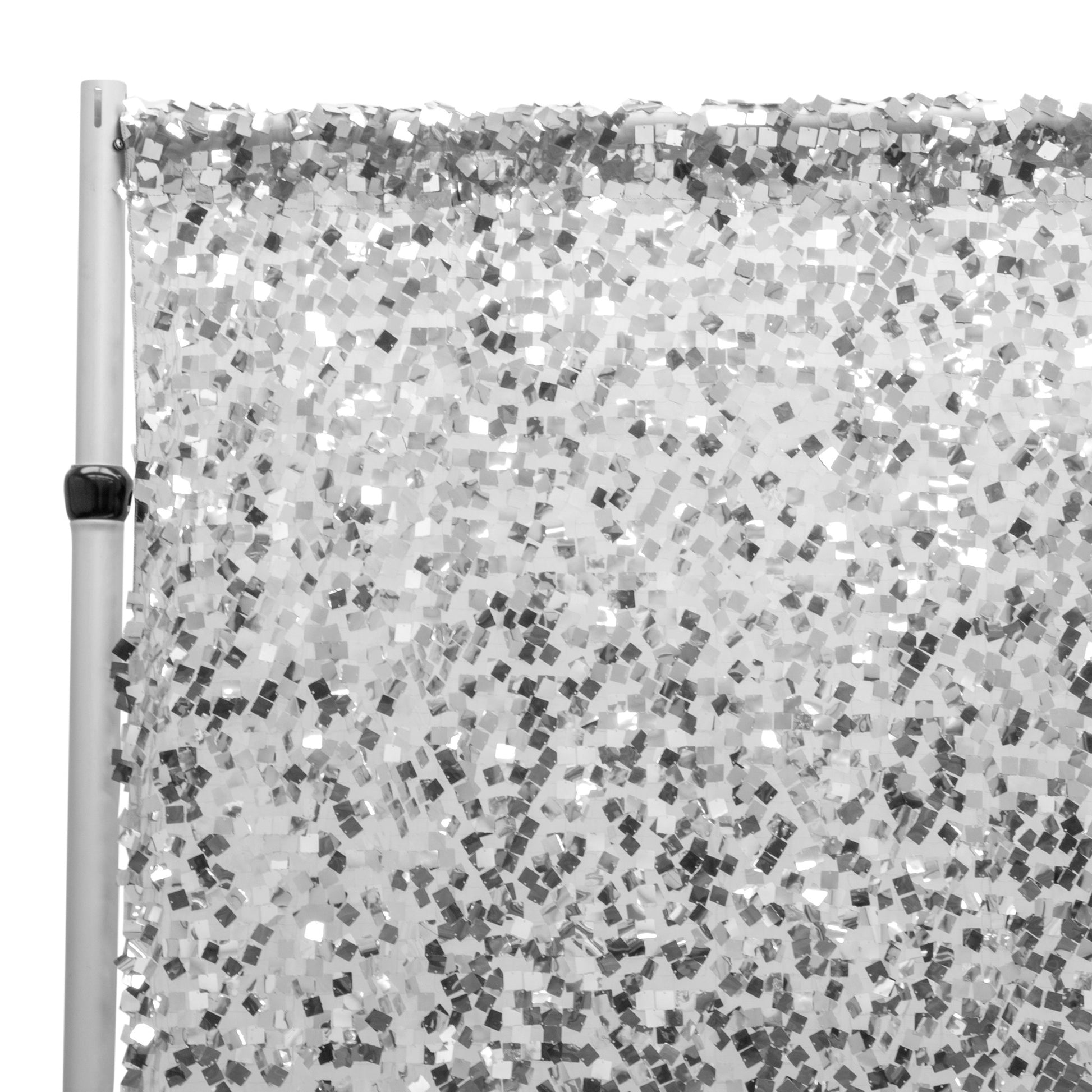 Square Payette Sequin 10ft H x 52" W Drape/Backdrop Panel - Silver