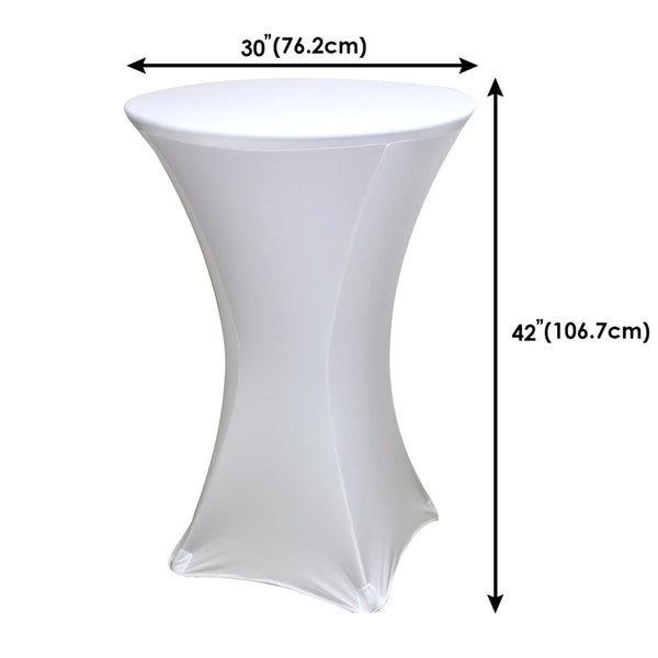 30" x 42" Round Spandex Cocktail Table Cover - White