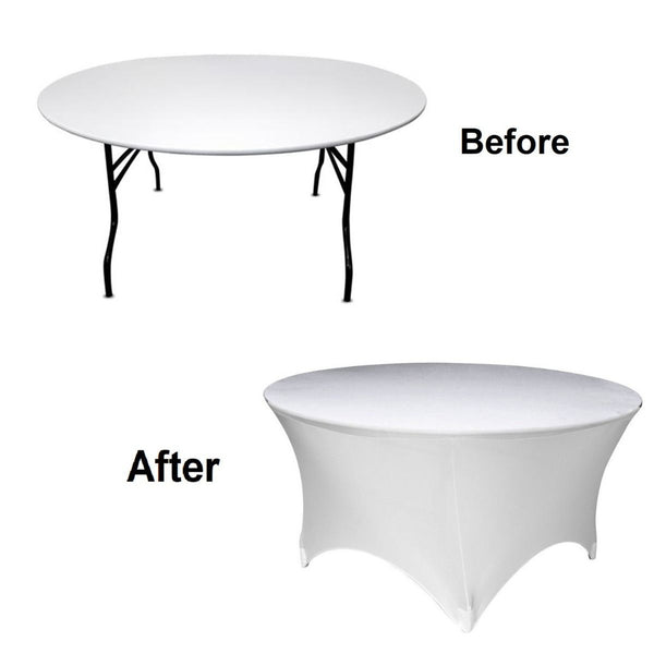 Round Spandex Tablecloth - White