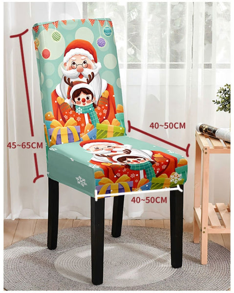 Christmas Cartoon Printed Chair Cover