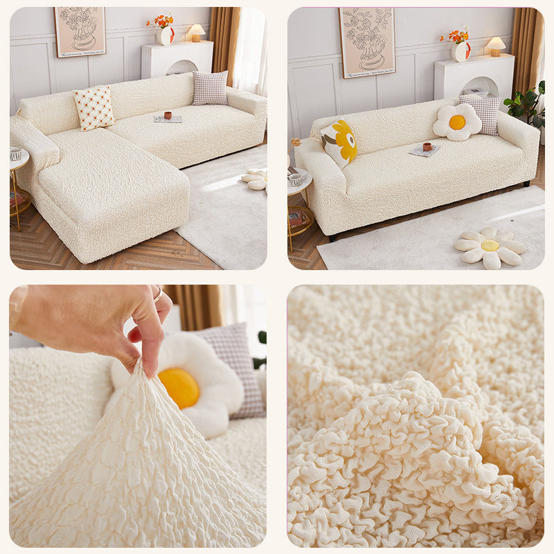 Crinkle Fabric Stretch Sofa Cover