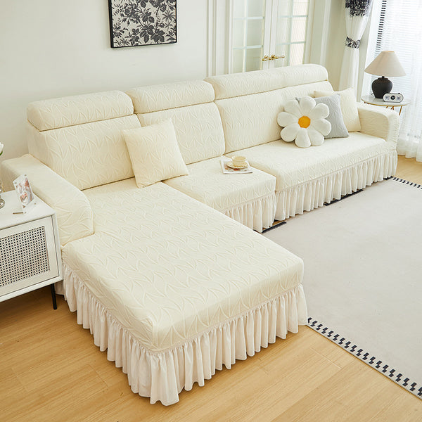 Leaf Pattern Sofa Cover With Skirt