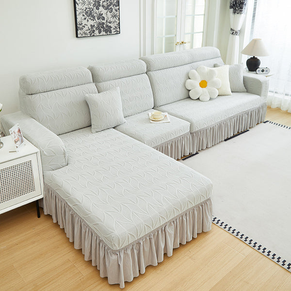 Leaf Pattern Sofa Cover With Skirt