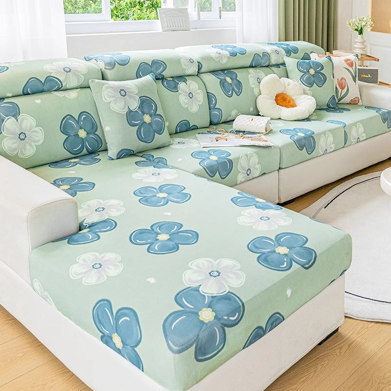 Printed Ice Silk Sofa Cover (Design 8)