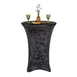 Velvet Spandex Cocktail Table Cover 32" Round - Black