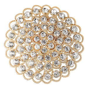 Flower Brooch Rhinestone Chair Pin Sash Buckle - Gold