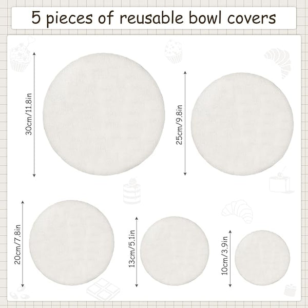 5 Pcs Reusable Bowl Covers