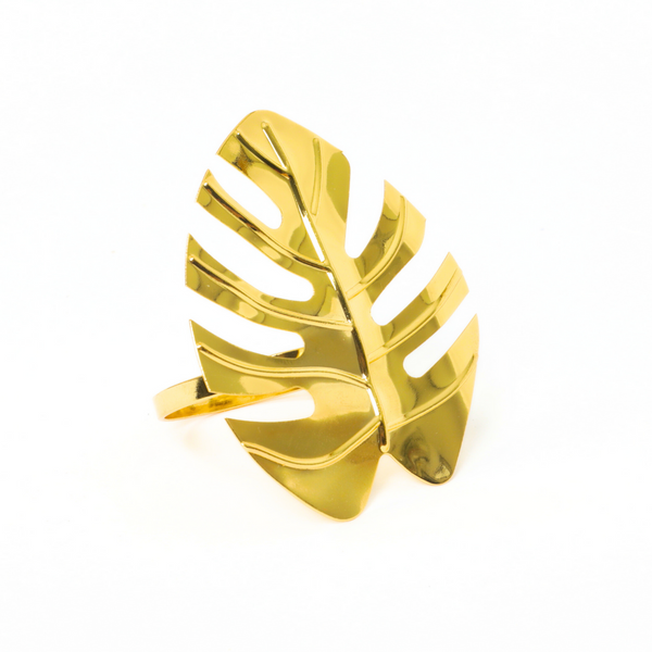 4 pc/pk Gold Monstera Leaf Napkin Ring