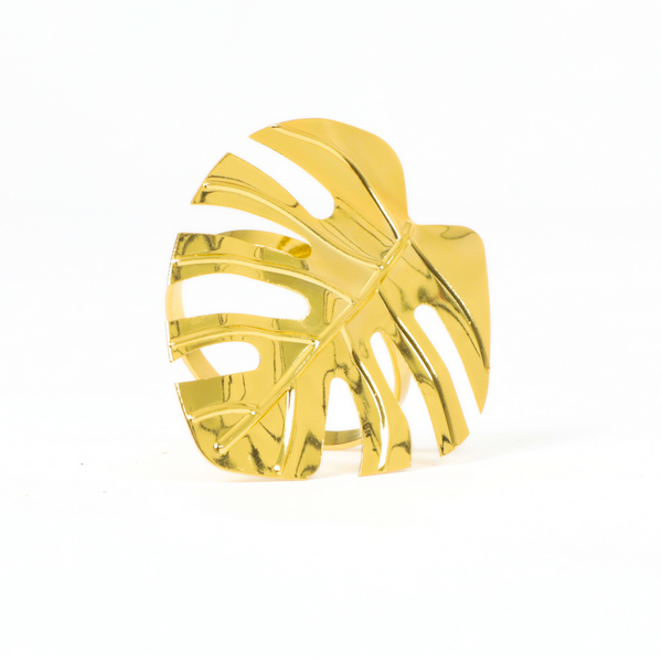 4 pc/pk Gold Monstera Leaf Napkin Ring