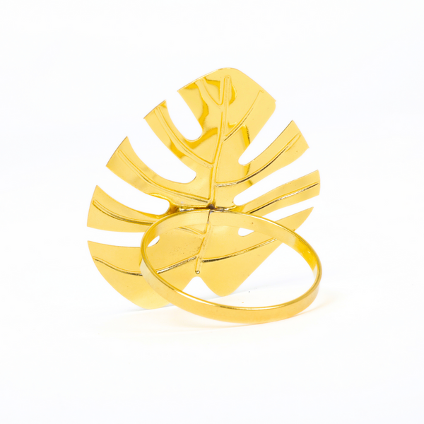 4 pc/pk Gold Monstera Leaf Napkin Ring