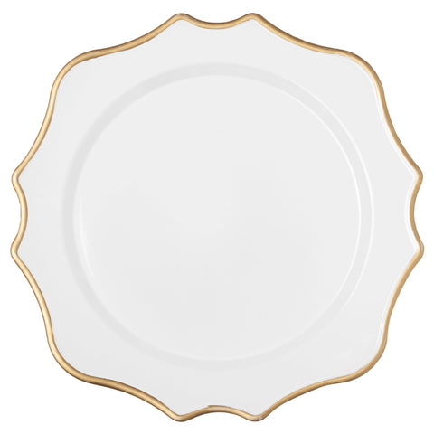 Lotus Scalloped Acrylic 13" Charger Plate - White Gold-Trimmed