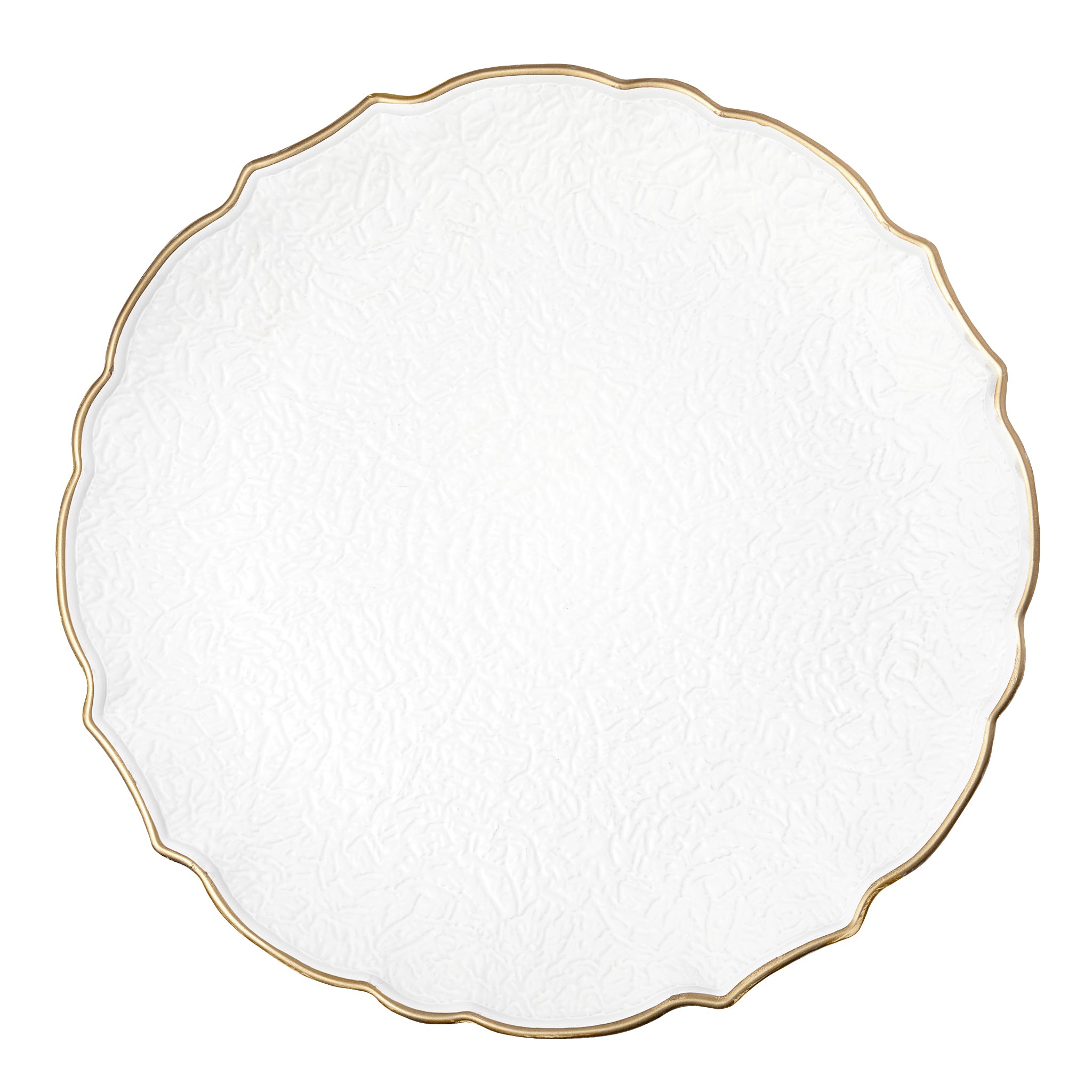 Victorian Embossed Acrylic Charger Plate - White Gold-Trimmed