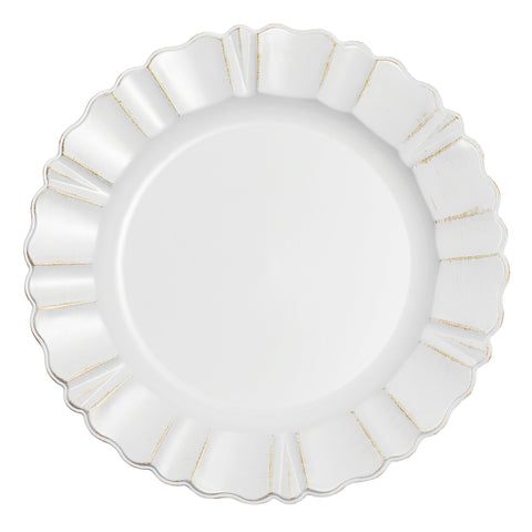 Waved Scalloped Acrylic 13" Charger Plate - Gold & White
