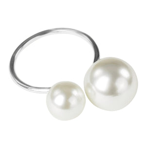 Faux Pearl Napkin Ring - Silver