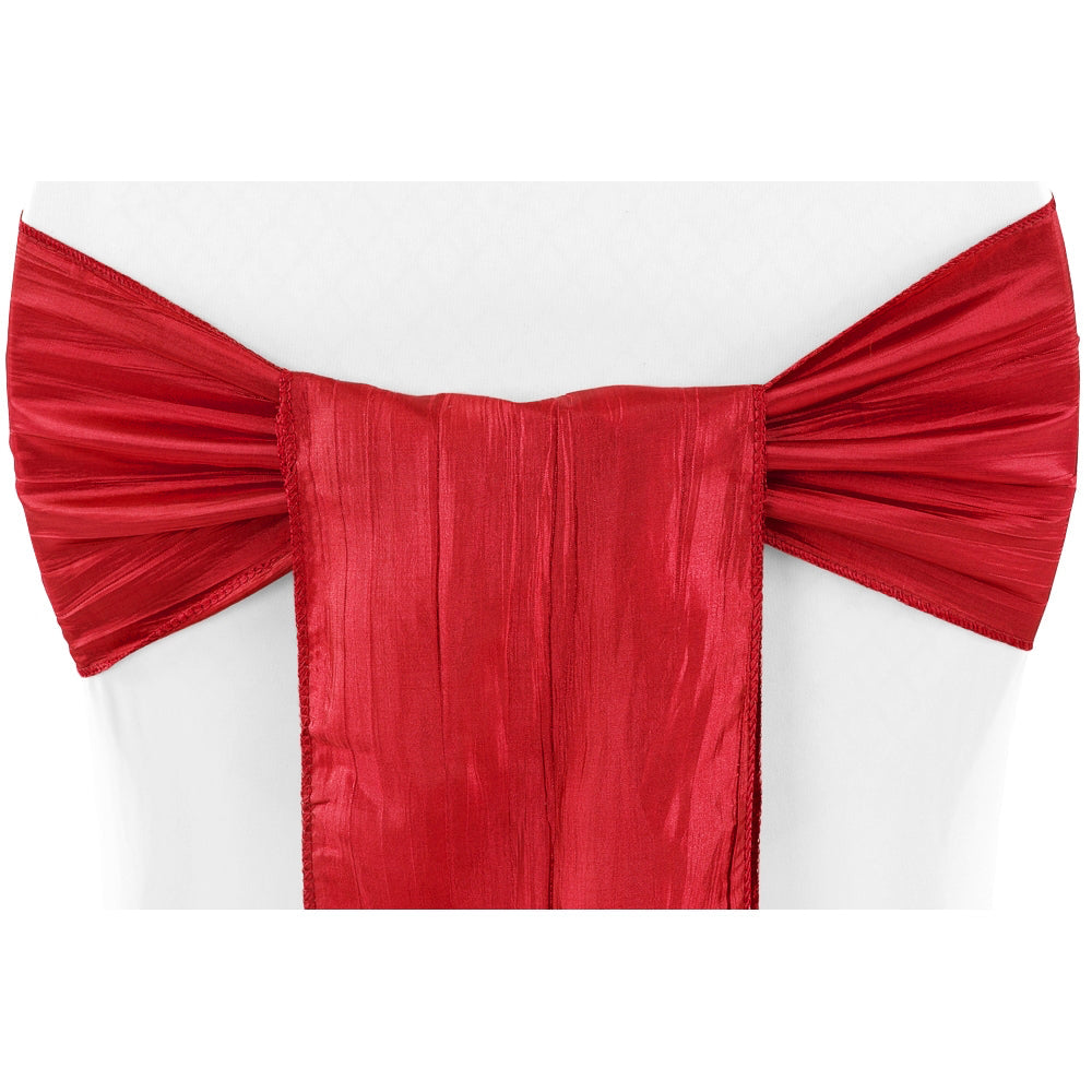 Accordion Crinkle Taffeta Chair Sash - Red