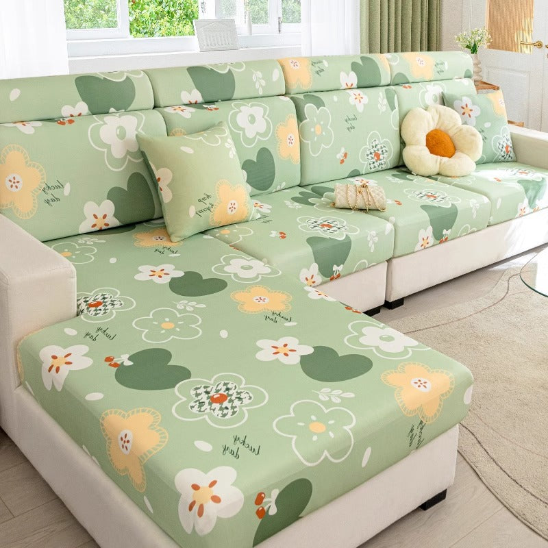 Printed Ice Silk Sofa Cover (Design 7)