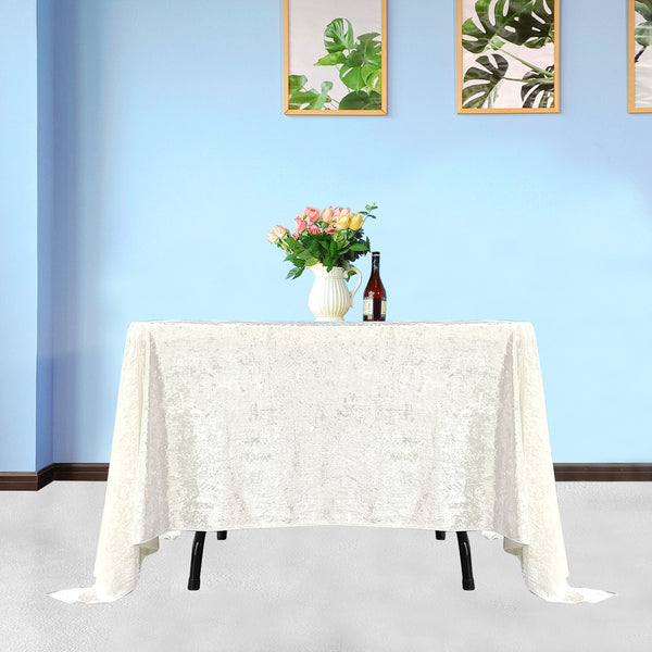 Multi Color Square Crushed Velvet Tablecloth