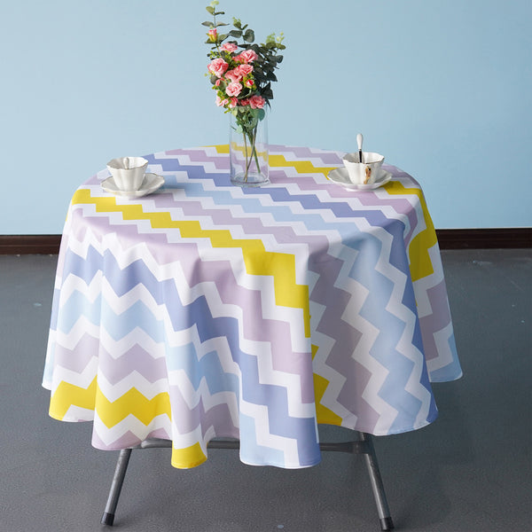 Multi Color Round Waterproof Polyester Tablecloth