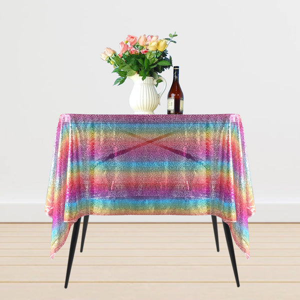 Multi Color Square Sequin Sparkly Tablecloth