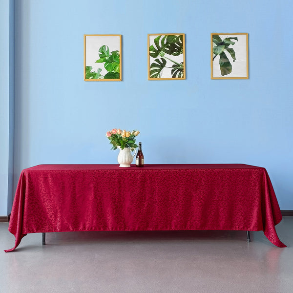 Multi Color Rectangle Damask Polyester Tablecloth