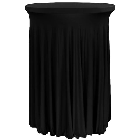 Wavy Spandex Cocktail Table Cover 30"-32" Round - Black