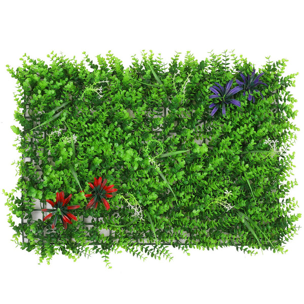 Artificial Flower Panel - Green Grass with Leaf & Flower Design
